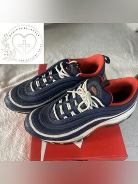 Nike Men's Navy, White & Orange Retro Running Sneakers
